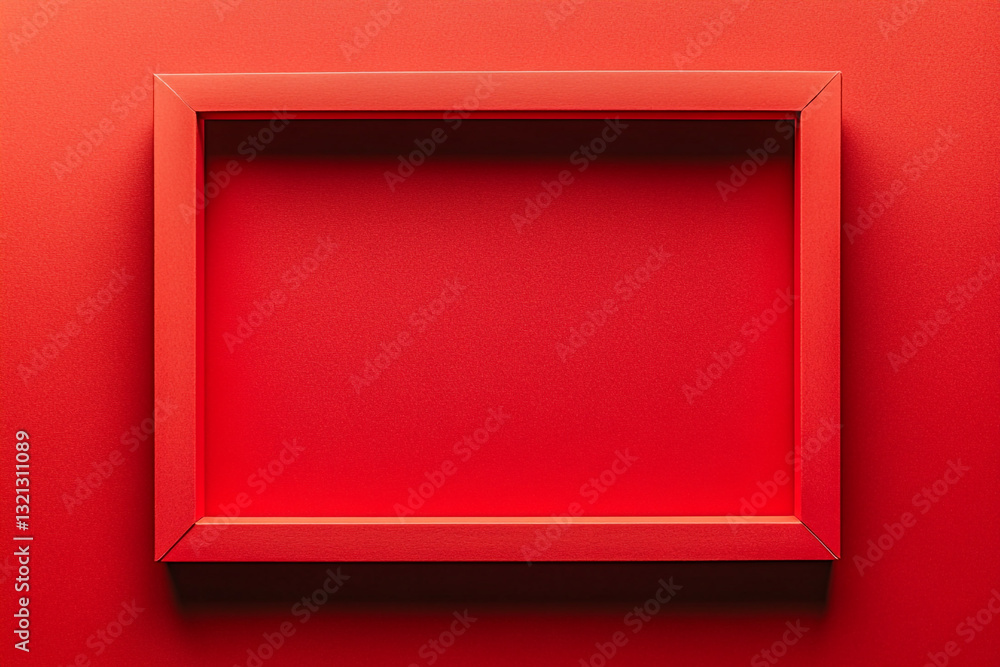 Poster red empty frame on red background simple minimalist design art blank photo color clean space image