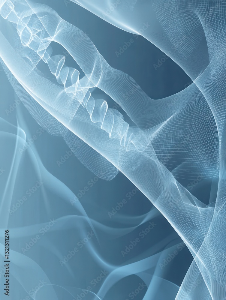 Aufkleber stylized dental arch with wireframe braces and glow effect against a gradient blue background for pr