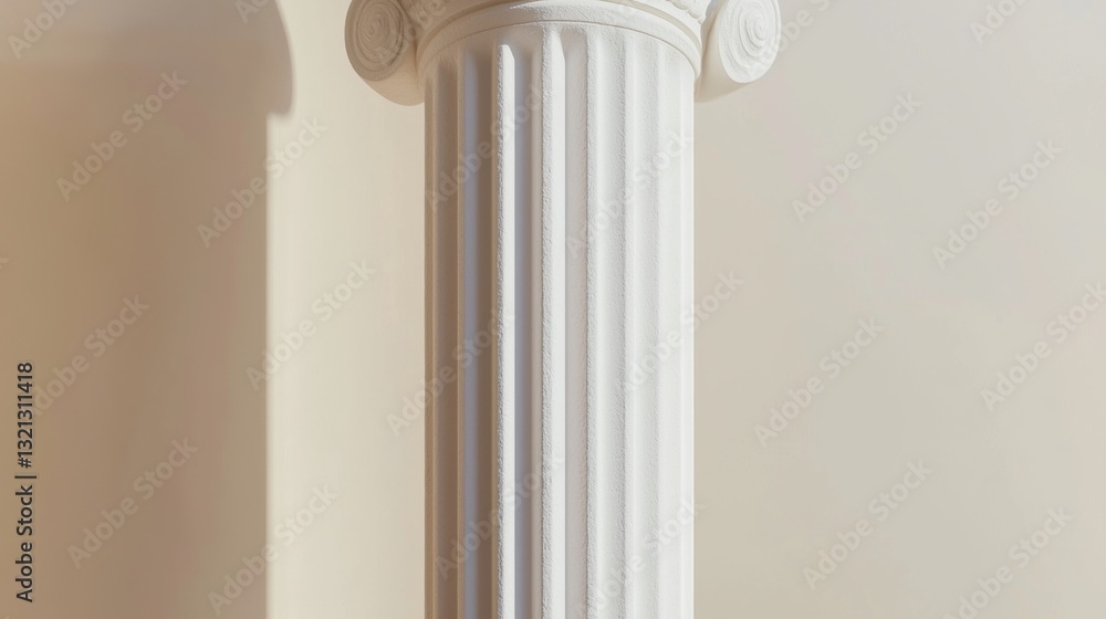 Poster close-up of a white column with intricate details. the column appears to be made of a smooth, polish