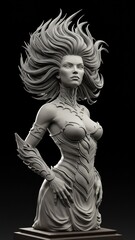 Estatua de mujer con cabello alto