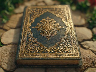 Fototapeta premium Ornate antique book on stones