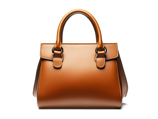 A designer handbag with elegant leather textures, high-resolution, perfect lighting, isolated on a white background