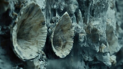 Obraz premium Ancient Seashells Embedded in Stone: A Geological Marvel