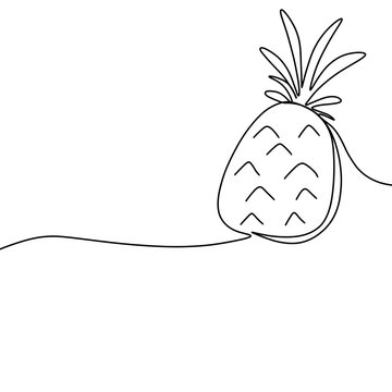 recommend clip art: Flat Line curve pineapple fruit. Continuous simple line pineapple. Line art pineapple tropical. Set of pineapple line illustration. 