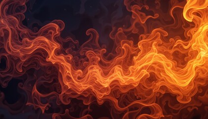 Abstract swirling orange and dark red flames