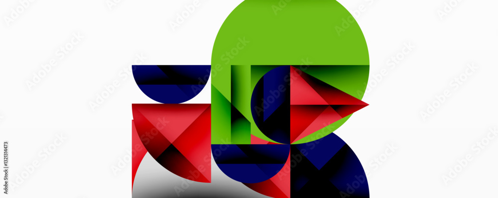 Aufkleber Modern abstract composition with layered circles and angular segments featuring gradients, transparency effects, and a structured geometric layout