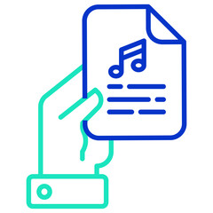 Music text file outline dual color icon