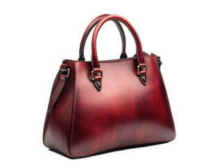 A designer handbag with elegant leather textures, high-resolution, perfect lighting, isolated on a white background