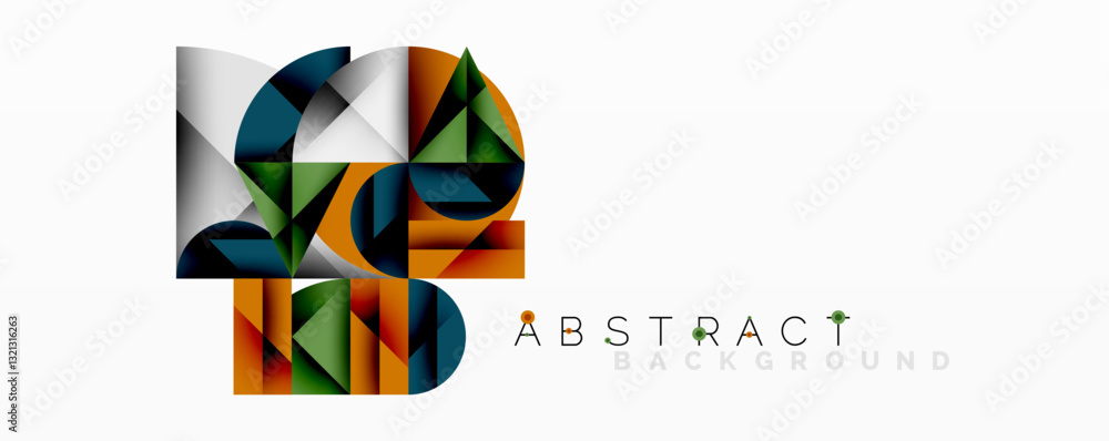Aufkleber Abstract geometric design with intersecting circles, triangles, squares and sharp angles creating a layered composition with gradients, depth, and contrast