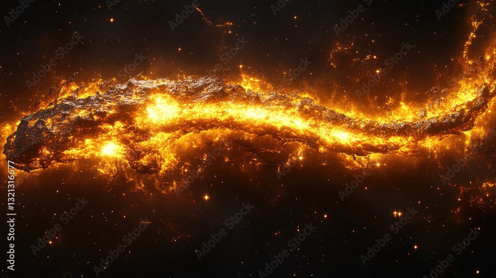 Poster fiery cosmic stream in deep space. possible stock photo use