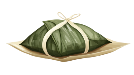 Dragon Boat Festival PNG file transparent background – Flat vector of a zongzi rice dumpling tied with string