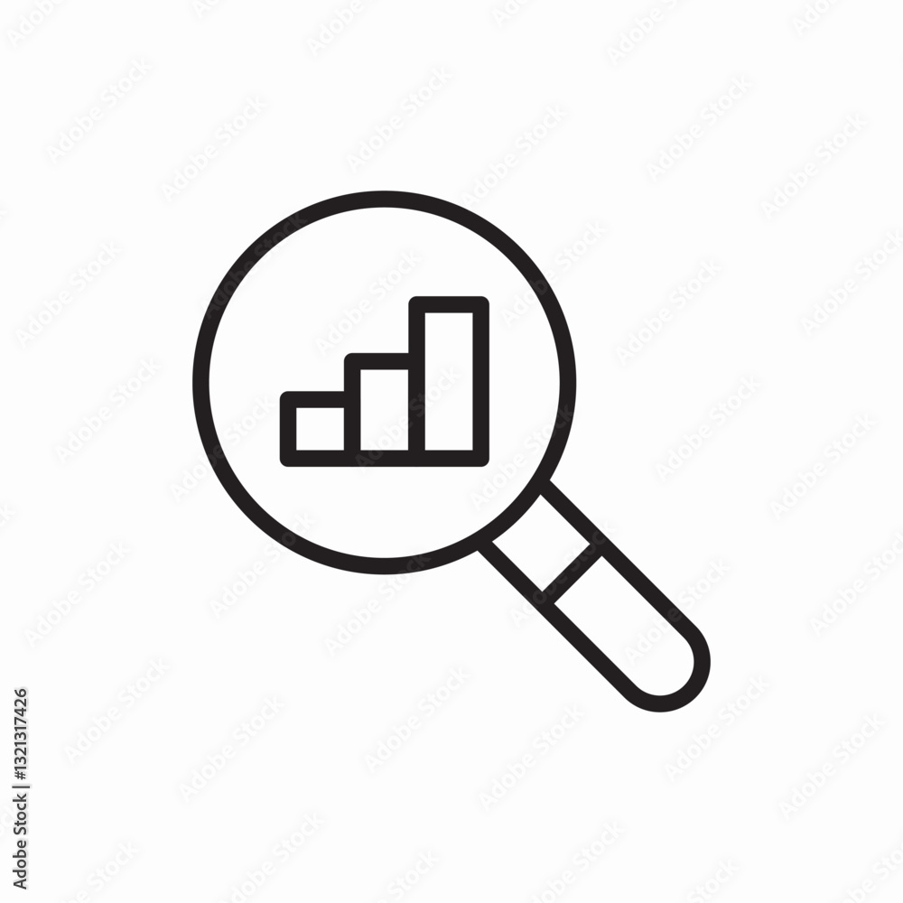 Poster analytics data search tool icon vector sign