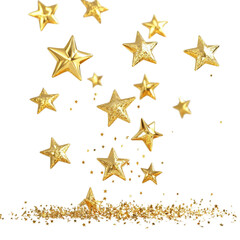A bunch of gold stars are falling from the sky