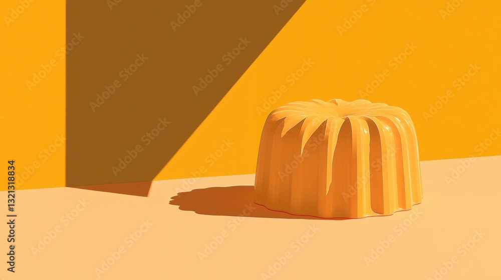 Poster illustration of a small, round, orange-colored object on a beige surface. the object appears to be m