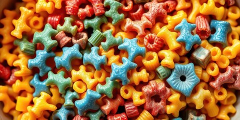 Assortment of dried pasta shapes & colors in a bowl,  farfalle,  fettuccine