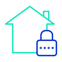 home security lock outline dual color icon