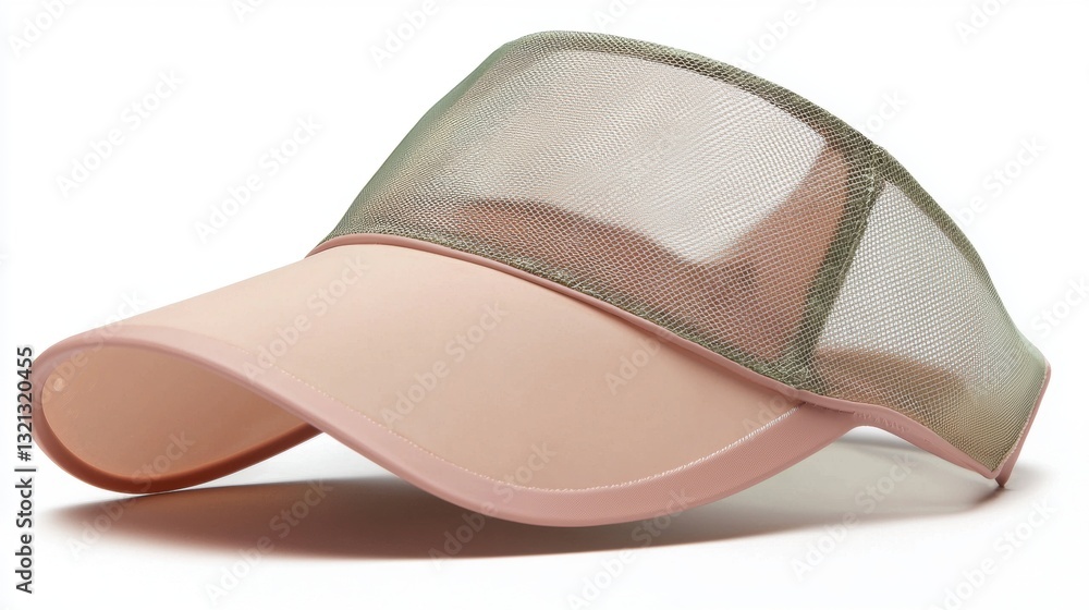 Poster close-up of a baseball cap. the cap has a curved brim and an adjustable strap at the back. the front