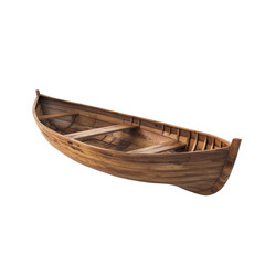 A wooden boat with a white background