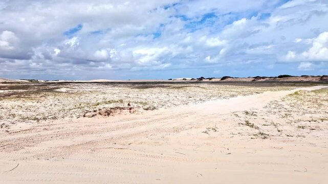 Buggy tour to the Amancio lagoon at Jericoacoara in Brazil. Dunes of Ceara