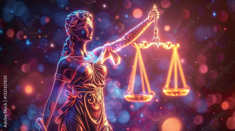 Aufkleber holographic representation of justice during a trial with virtual elements and augmented reality com