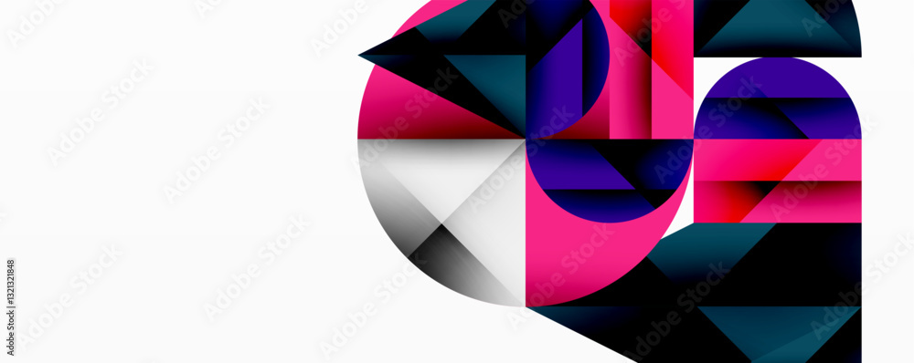 Aufkleber Modern abstract composition with layered circles and angular segments featuring gradients, transparency effects, and a structured geometric layout