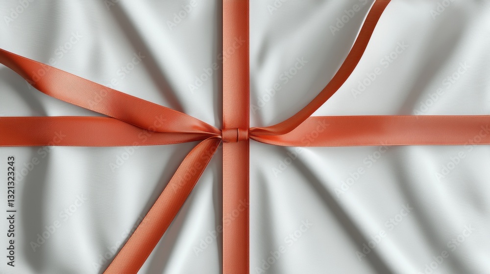 Poster close-up of an orange ribbon tied in a bow. the ribbon is made of a shiny, satin-like material and i