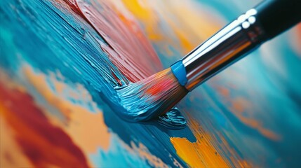 Obraz premium Artistic Brushstroke Creation with Vibrant Palette Knife Painting Technique and Colorful Abstract Artwork