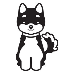 Shiba Inu Illustration: A delightful Shiba Inu, rendered in a charming cartoon style, stands proudly, its playful nature and adorable demeanor are instantly captivating.