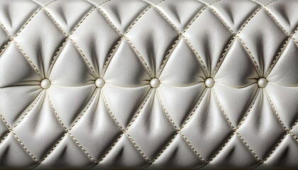 Obraz premium Elegant Off-white Tufted Leather Upholstery Showcasing A Luxurious Diamond Pattern With Subtle Sheen And Delicate Stitching