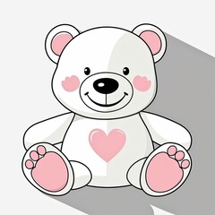Obraz premium Cute bear toy with a heart on its chest and a friendly smile
