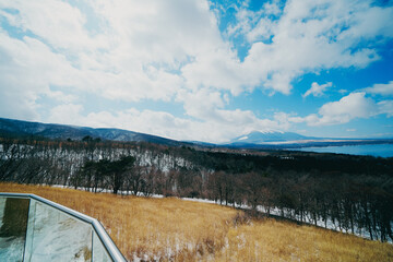 明神山パノラマ台から見る富士山と山中湖