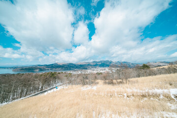 明神山パノラマ台から見る富士山と山中湖