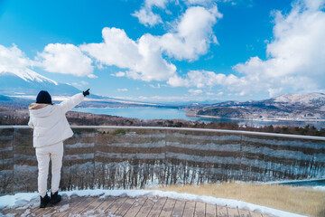 明神山パノラマ台から見る富士山と山中湖