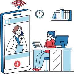 Online telemedicine consultation with doctor and mobile device