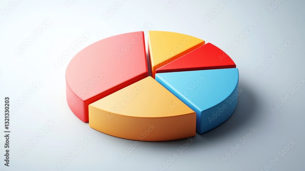 Aufkleber a realistic d pie chart with a segmented design, each piece slightly separated for clarity.