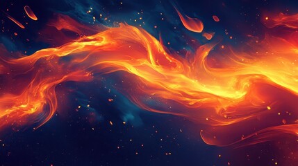 Fiery Abstract Nebula  Cosmic Fire   Energy Background