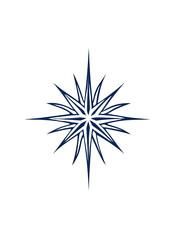 Obraz premium Modern minimalist deep blue irregular star symbol with single stroke line art, representing powerful energy for logo, branding, and digital design concepts.