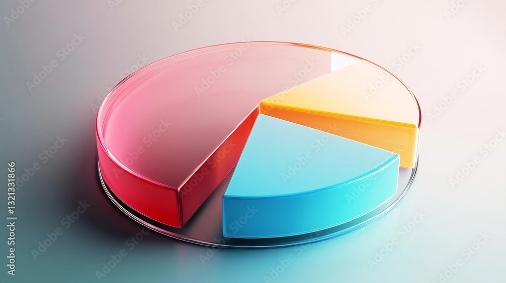 Poster clear and modern d pie chart with smooth shading, designed for corporate slides.