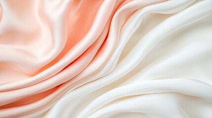 Obraz premium Abstract art background concept. Elegant, flowing silk fabric in soft peach and white hues, creating a luxurious feel.