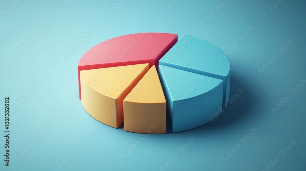 Poster flat and structured d pie chart in a corporate color scheme, great for business meetings.