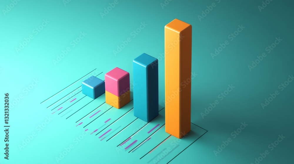 Poster flat yet dynamic d bar graph in a professional color scheme, useful for marketing data.