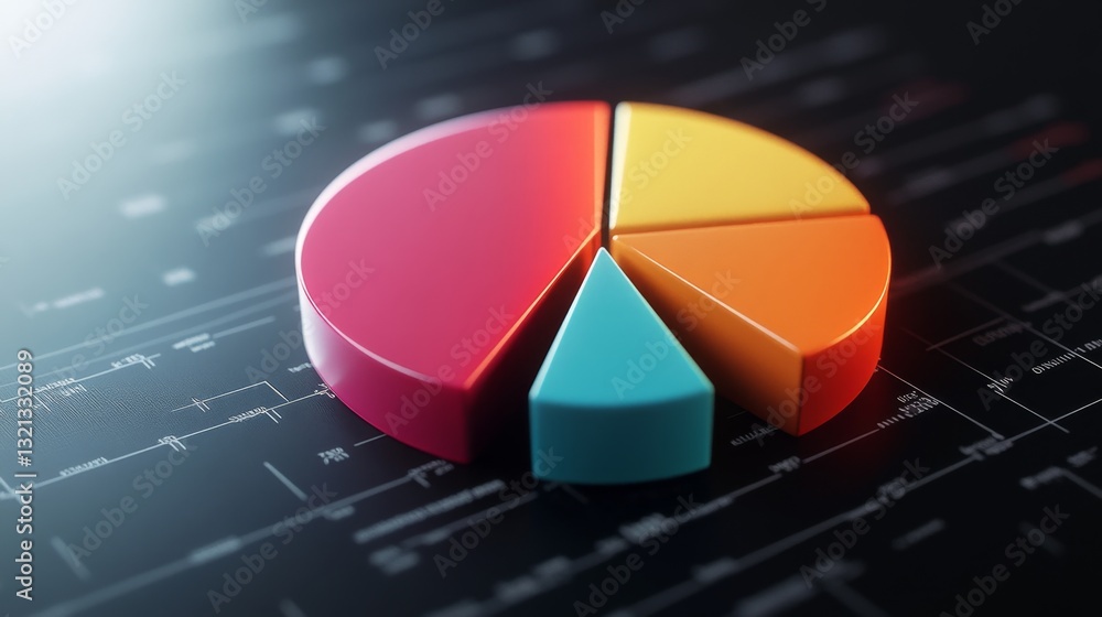 Poster high-quality d pie chart with realistic lighting, making data presentation more engaging.