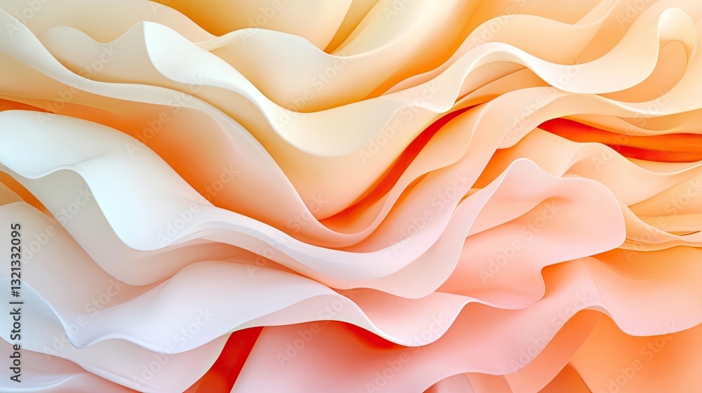 Poster abstract art background concept. beautiful layered abstract waves in soft hues of peach and cream fo