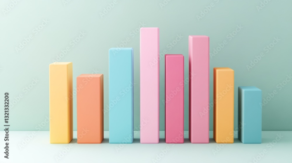 Aufkleber minimal d bar chart in soft pastel shades, designed for clear and concise data visualization.