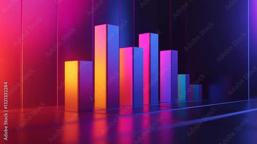 Aufkleber professional d bar graph with a smooth gradient background, ideal for financial reports.