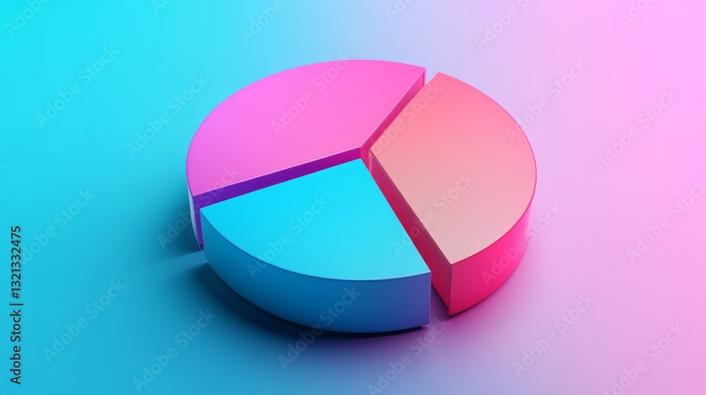 Aufkleber simple and neat d pie chart with soft gradients, visually appealing for marketing data.