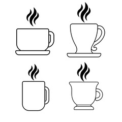 Set of black and white, coffe and tea cup design vector illustration
