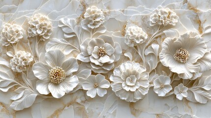 Ornate floral bas-relief on marble