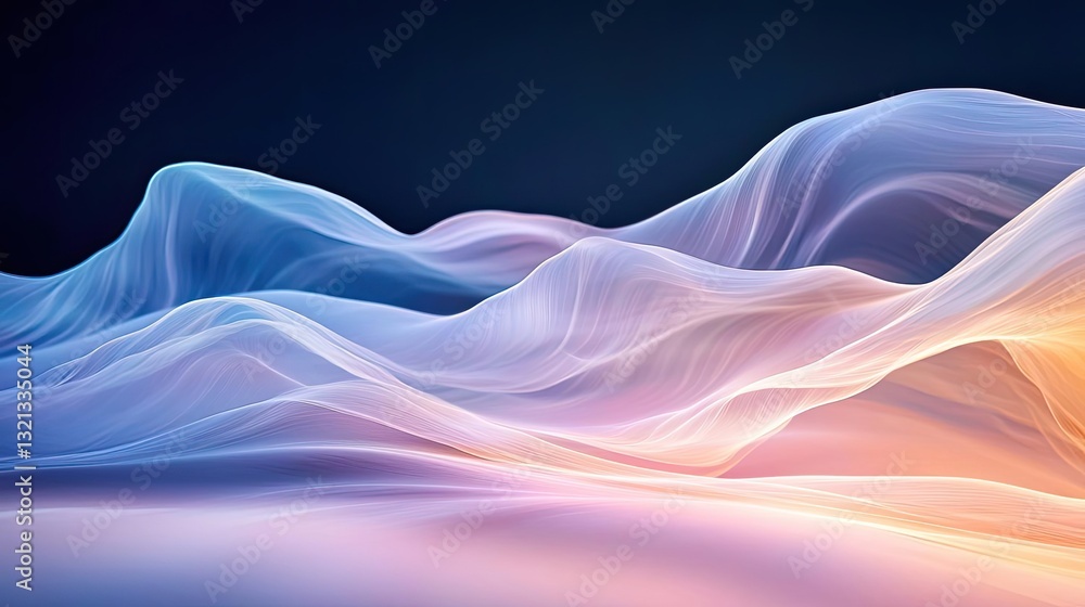 Poster dramatic nighttime abstract background idea. abstract waves in soft pastel colors create a calming a