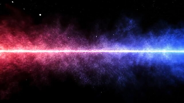 Cosmic nebula Red-blue energy stream in dark space, background stars, website header